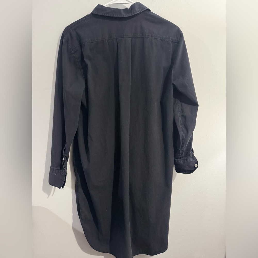 Everlane Shirt Dress Black Button Up Long Sleeve Womens Knee Length Size 8 - Picture 3 of 4